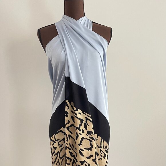 New Gucci Oversize Shawl Animal Print Blue Silk Wrap Scarf - Picture 1 of 16